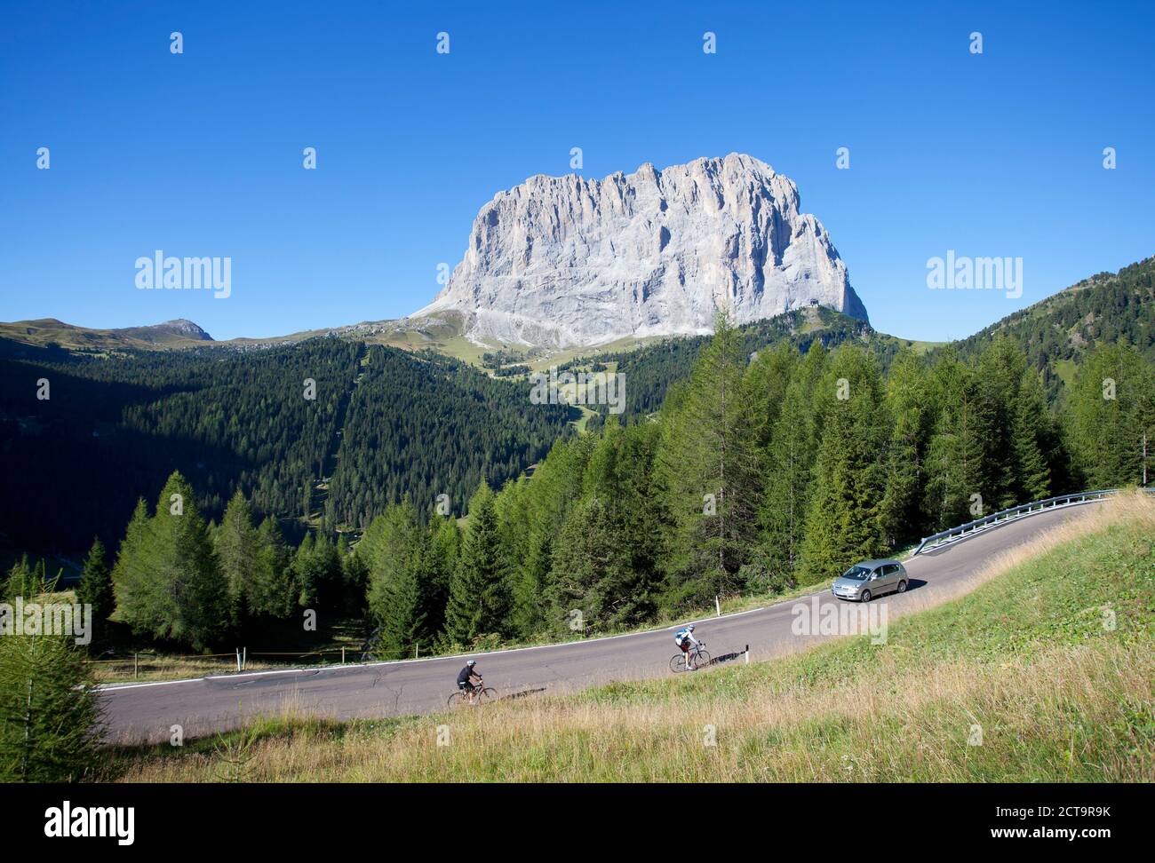 Italia, el Tirol del Sur, Gardena Pass y Langkofel Foto de stock
