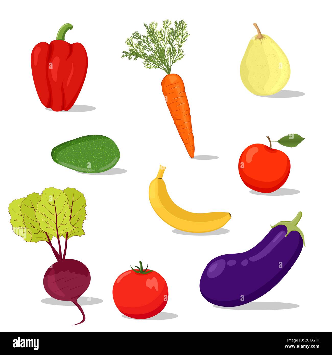 vegetales y frutas de dibujos animados frescos Imagen Vector de stock -  Alamy