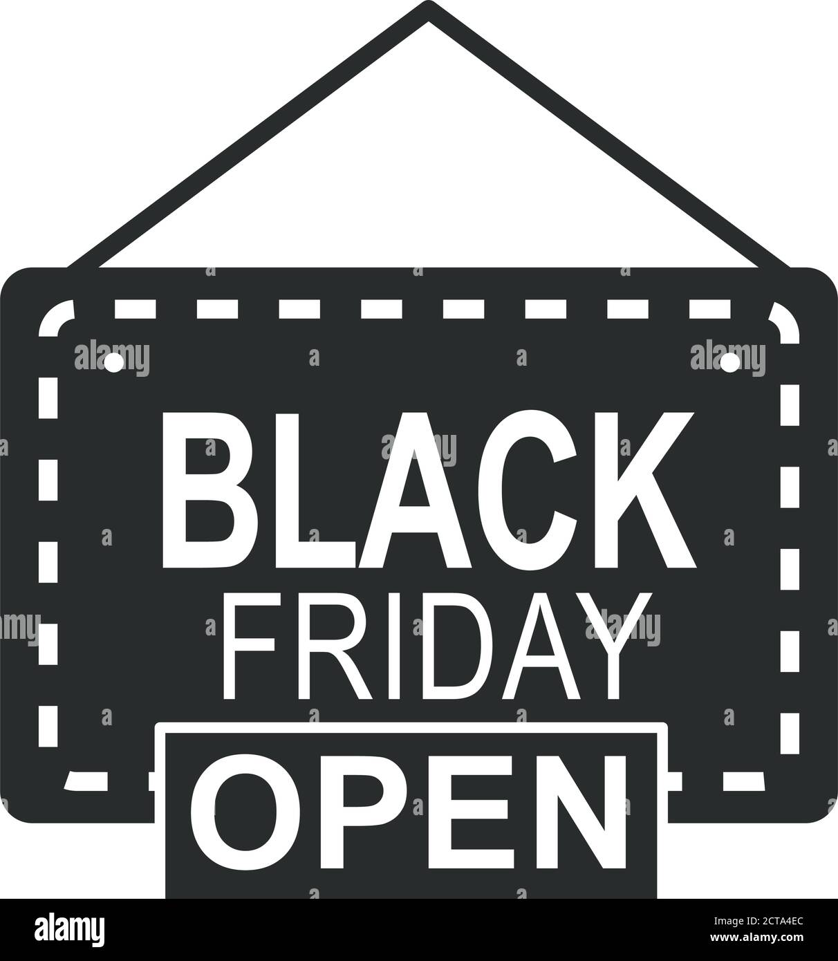 black friday, abrir tienda puerta tabla especial temporada icono silueta  estilo vector ilustración Imagen Vector de stock - Alamy