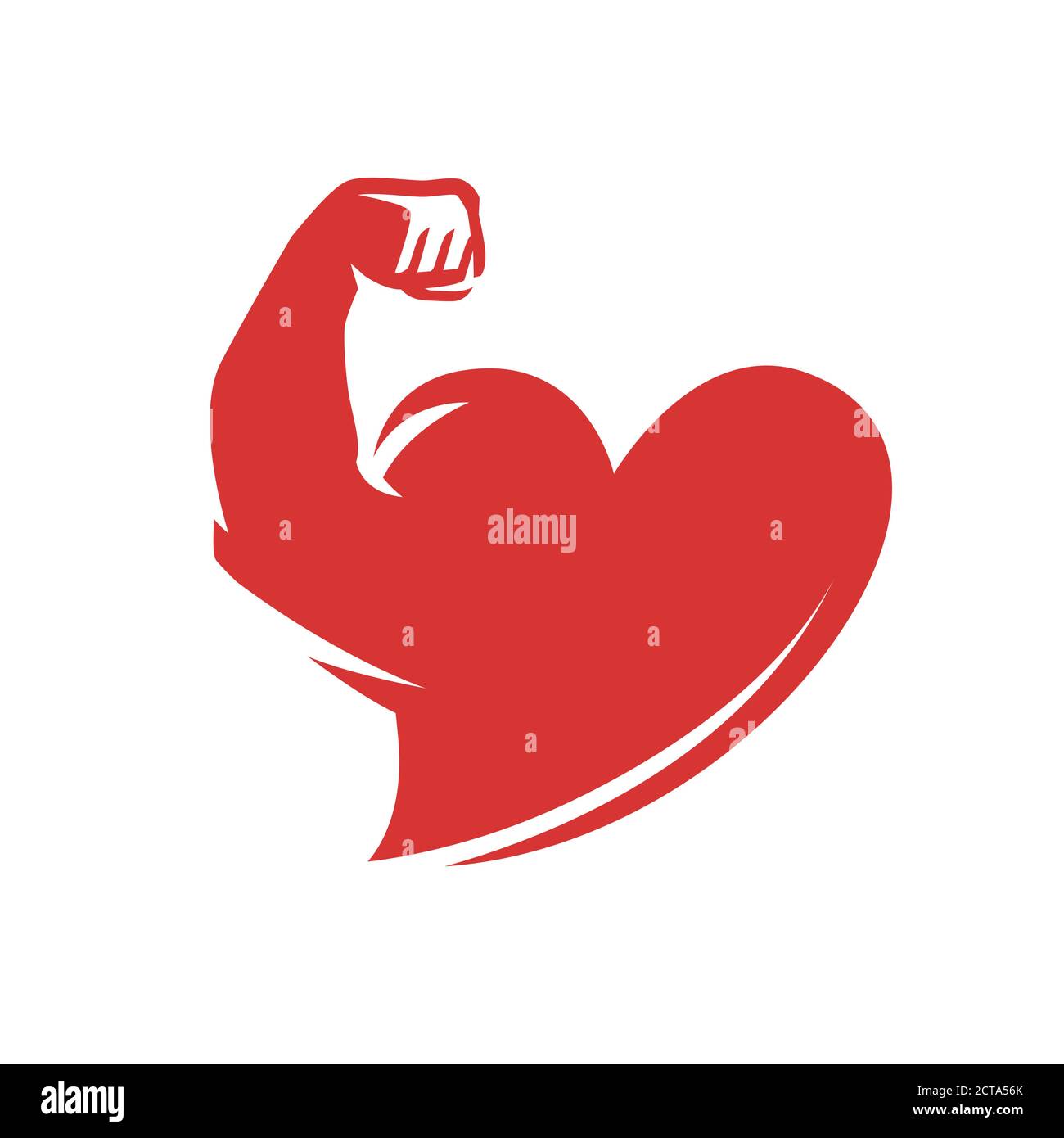 Corazón y brazo muscular. Fortalecimiento de la inmunidad, símbolo de salud Ilustración del Vector