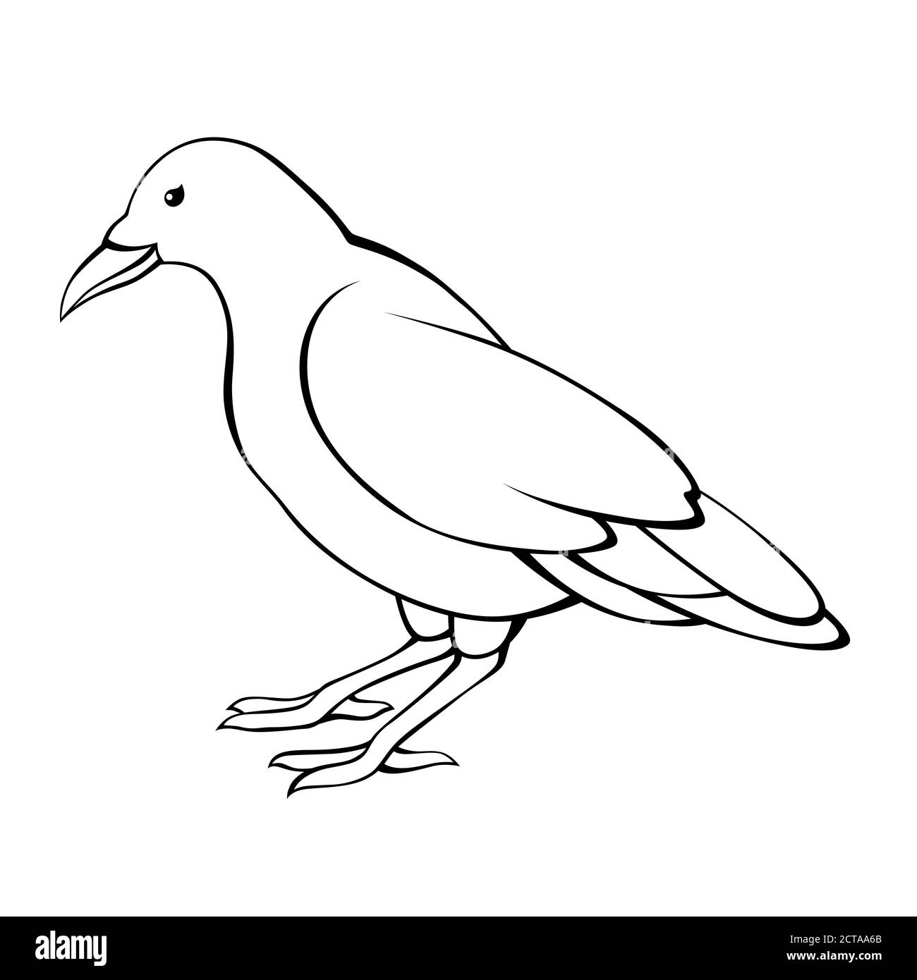 Crow pájaro negro blanco cuervo vector de ilustración aislado Ilustración del Vector