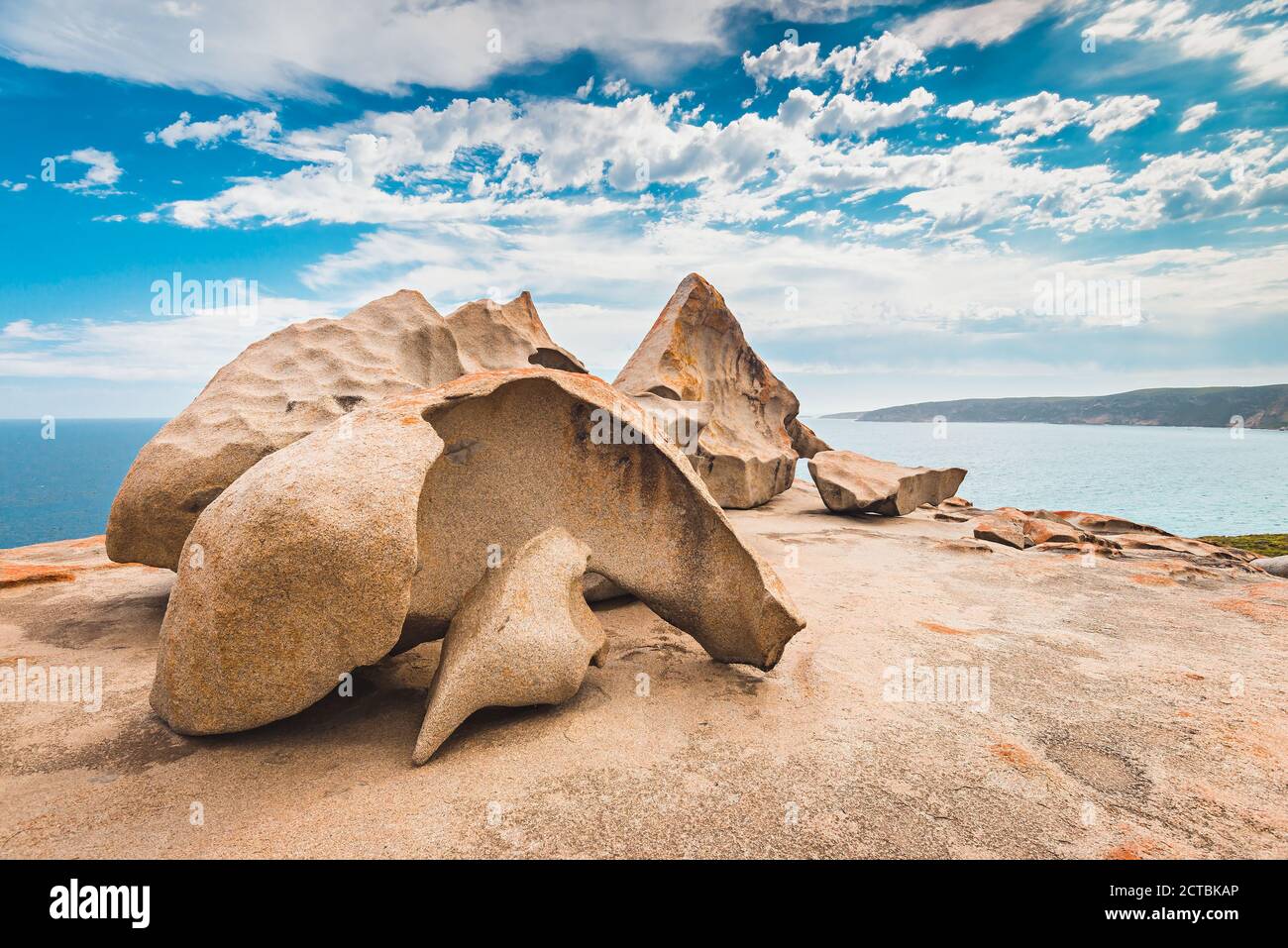 Icónico Remarkable Rocks en Isla Canguro, Australia Meridional Foto de stock