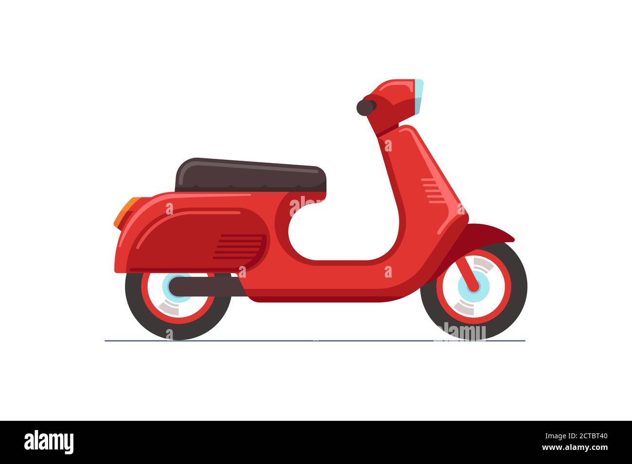 Scooter retro rojo aislado en blanco. Transporte tradicional de motocicletas recreativas. Símbolo de entrega en ciclomotor vector eps ilustración Ilustración del Vector