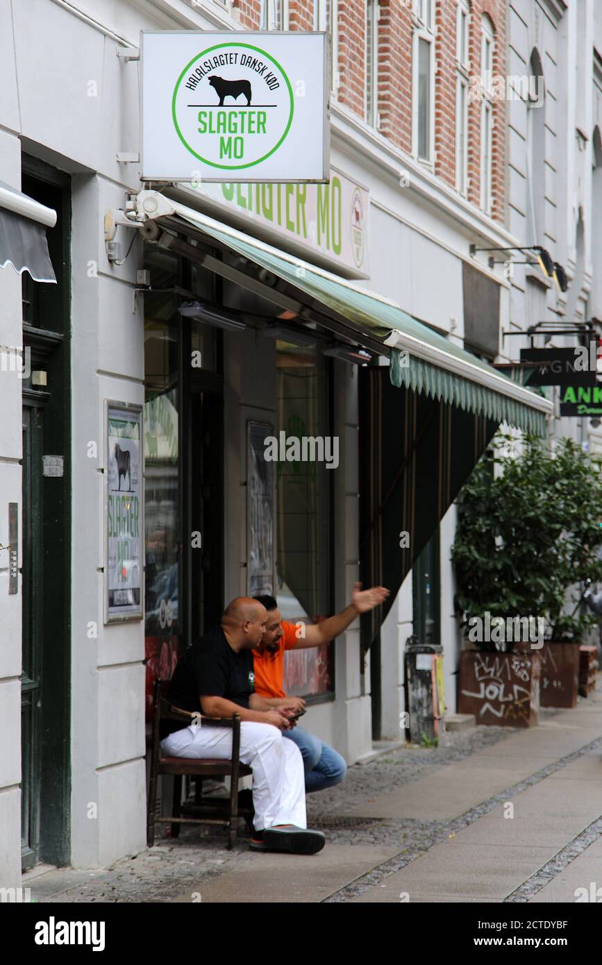 Halal carniceros tienda en Vesterbro en Copenhague Foto de stock