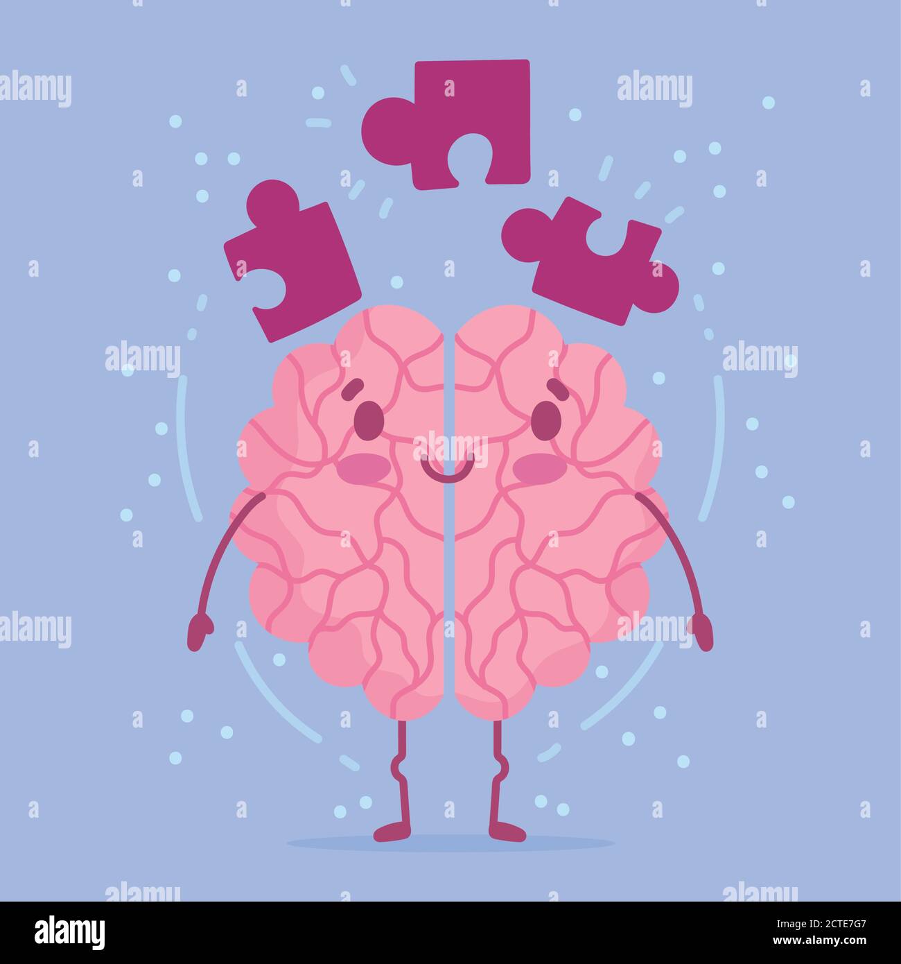 día mundial de la salud mental, rompecabezas del cerebro de dibujos  animados piezas ilustración vectorial Imagen Vector de stock - Alamy