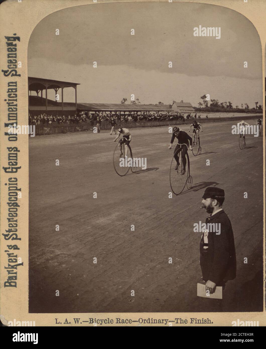 L. A. W., carrera de bicicletas, ordinario, el final., Barker, George  (1844-1894), 1890, Nueva York (Estado), Cataratas del Niágara (N.Y. y  Ont.), Ontario Fotografía de stock - Alamy