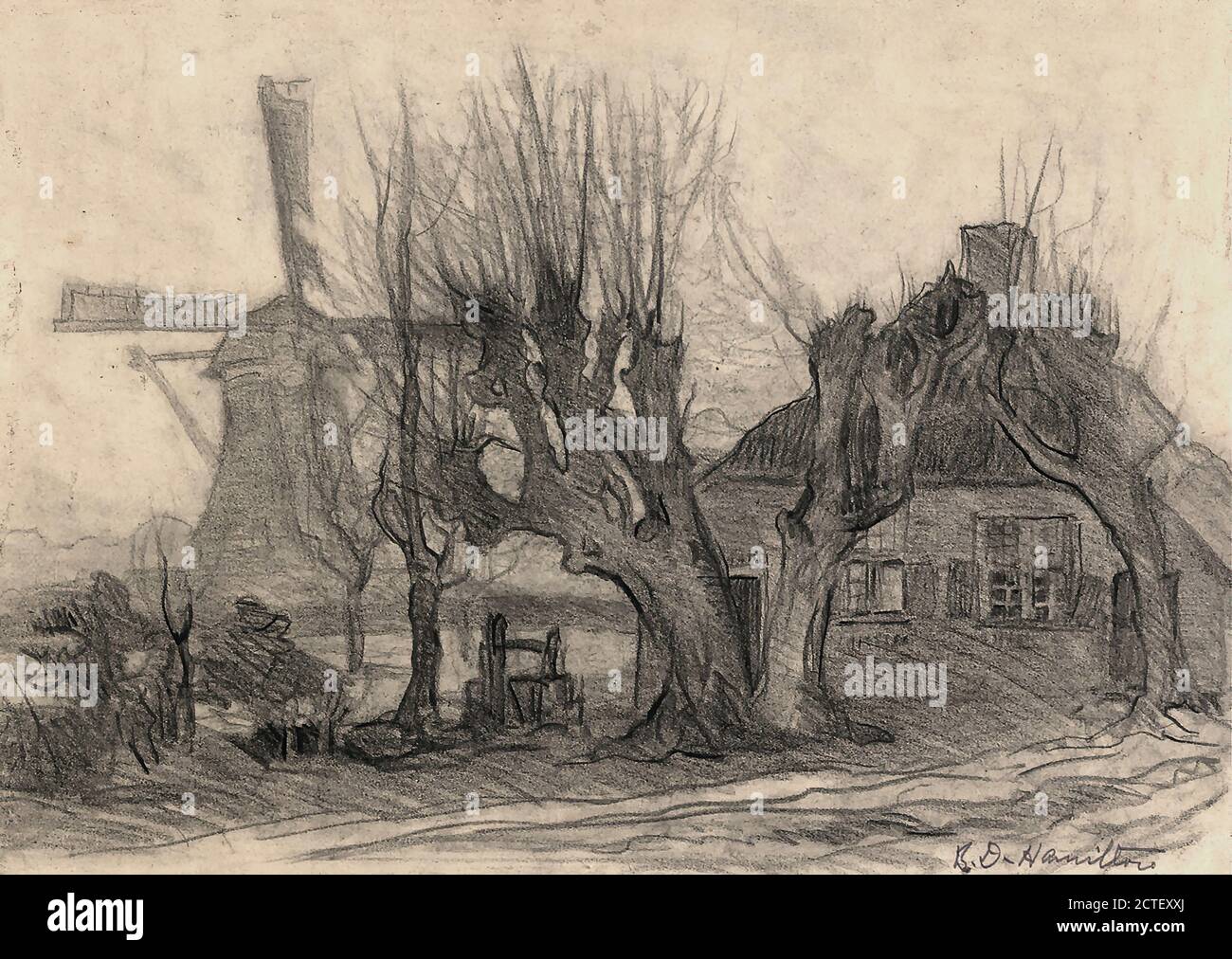 Hamilton Blanche Douglas - árboles holandeses Elspeet - Escuela holandesa - siglo XIX Foto de stock