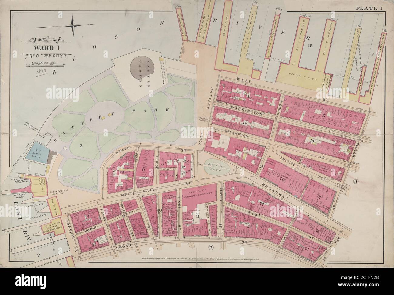 Parte de las salas 1, 2, 3, 4, 5 y 6, Ciudad de Nueva York, cartográfica, Mapas, 1893 Foto de stock