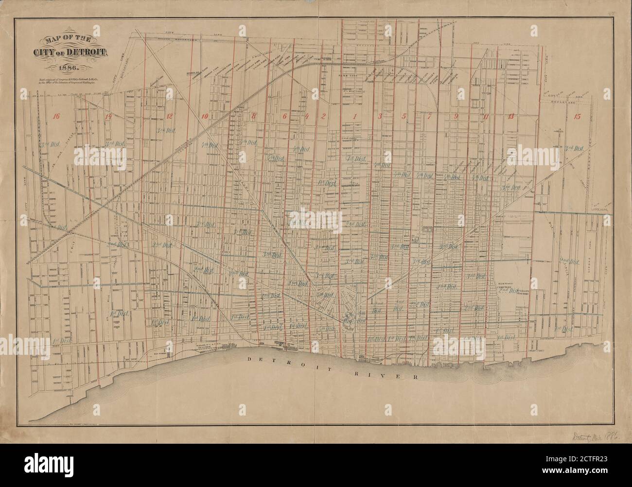 Mapa De La Ciudad De Detroit 1886 Cartográfico Mapas 1886 Calvert Lithographing Co 4132