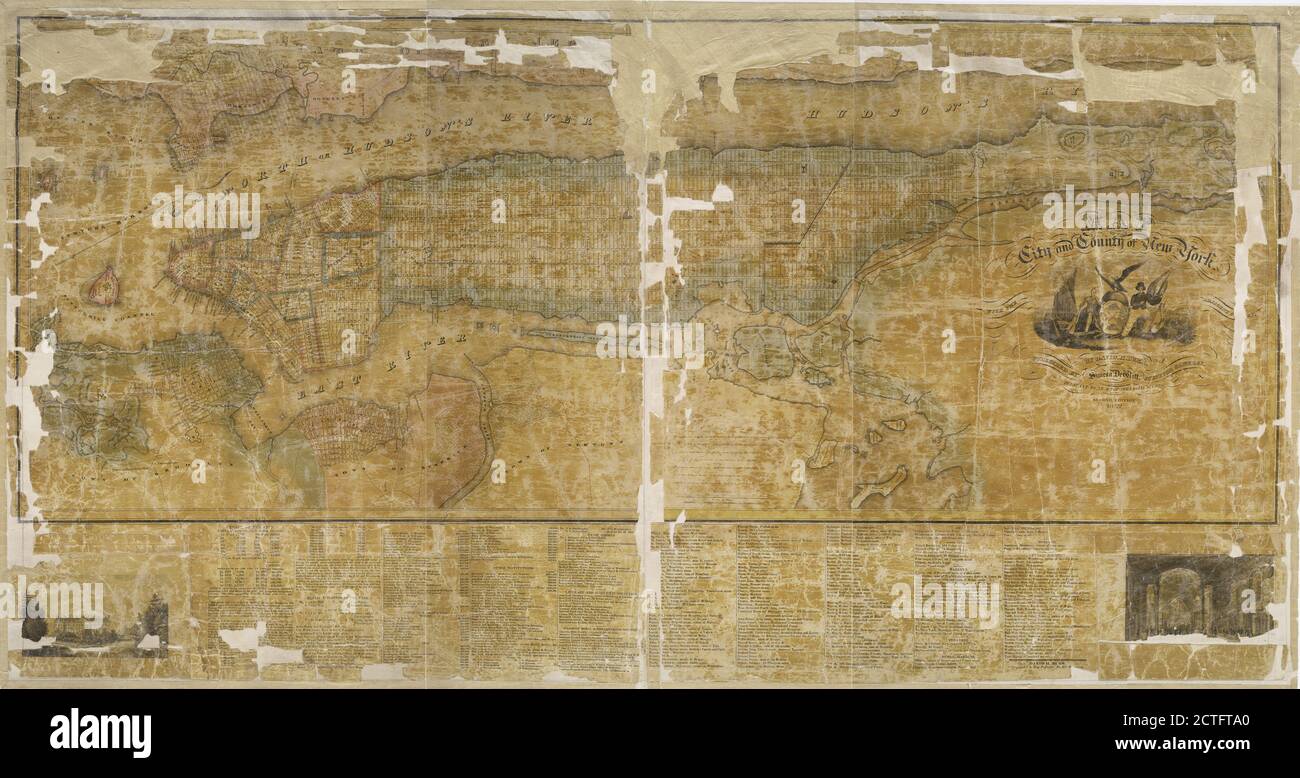 Mapa de la ciudad y condado de Nueva York : con el país adyacente, cartográfico, Mapas, 1832, Burr, David H., 1803-1875 Foto de stock