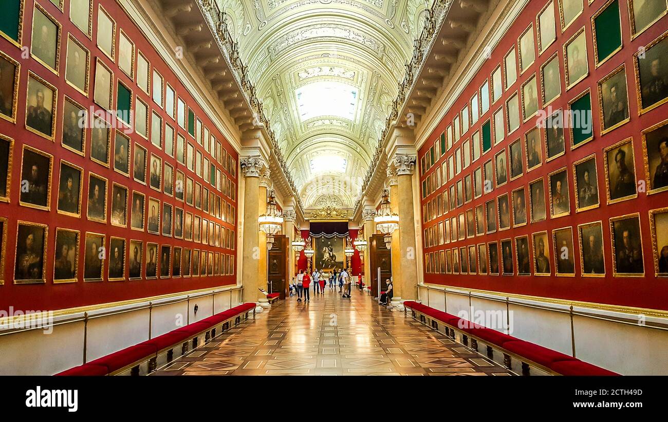 Interior del Hermitage del Estado, un museo de arte y cultura en San Petersburgo, Rusia. Foto de stock