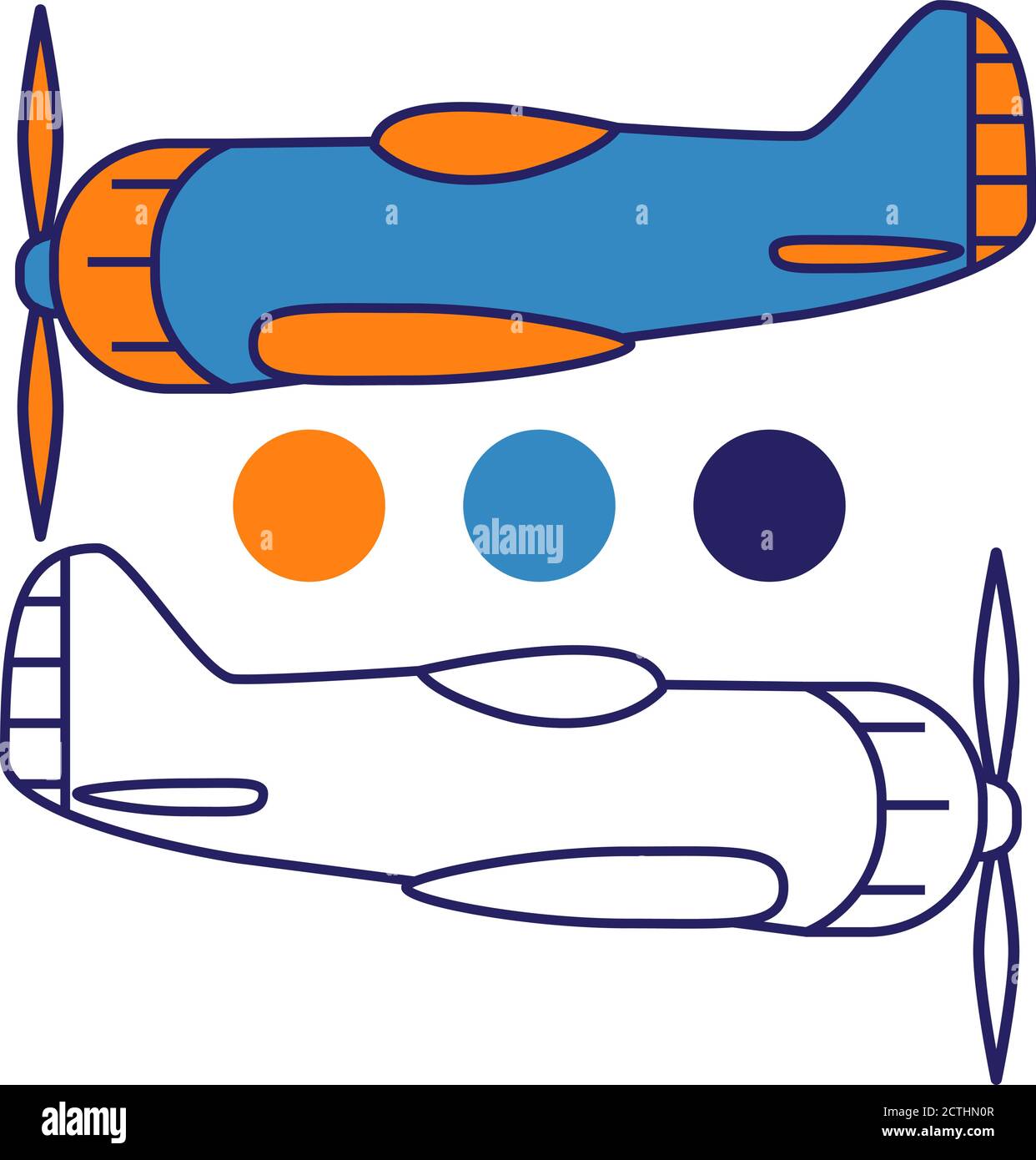 Avión con la hélice. Luchador de la Segunda Guerra  de  colorear para niños Imagen Vector de stock - Alamy