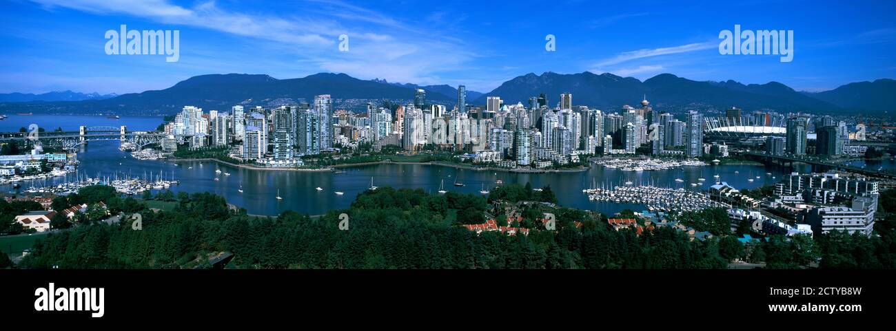 Vista aérea de un paisaje urbano, Vancouver, Columbia Británica, Canadá Foto de stock