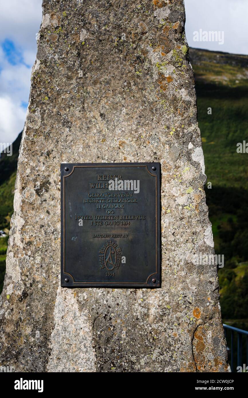 Editorial 09.07.2019 Geiranger Monumento a Noruega en el Hotel Utsikten cerca Geiranger Foto de stock