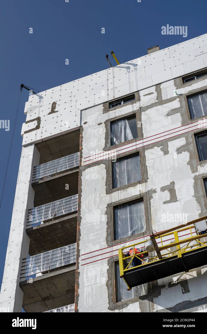 Producción Industrial De Paneles De Aislamiento De Espuma De Poliestireno O  Placas De Poliestireno Expandido. Un Gran Bloques De E Imagen de archivo -  Imagen de estructura, edificio: 213463693