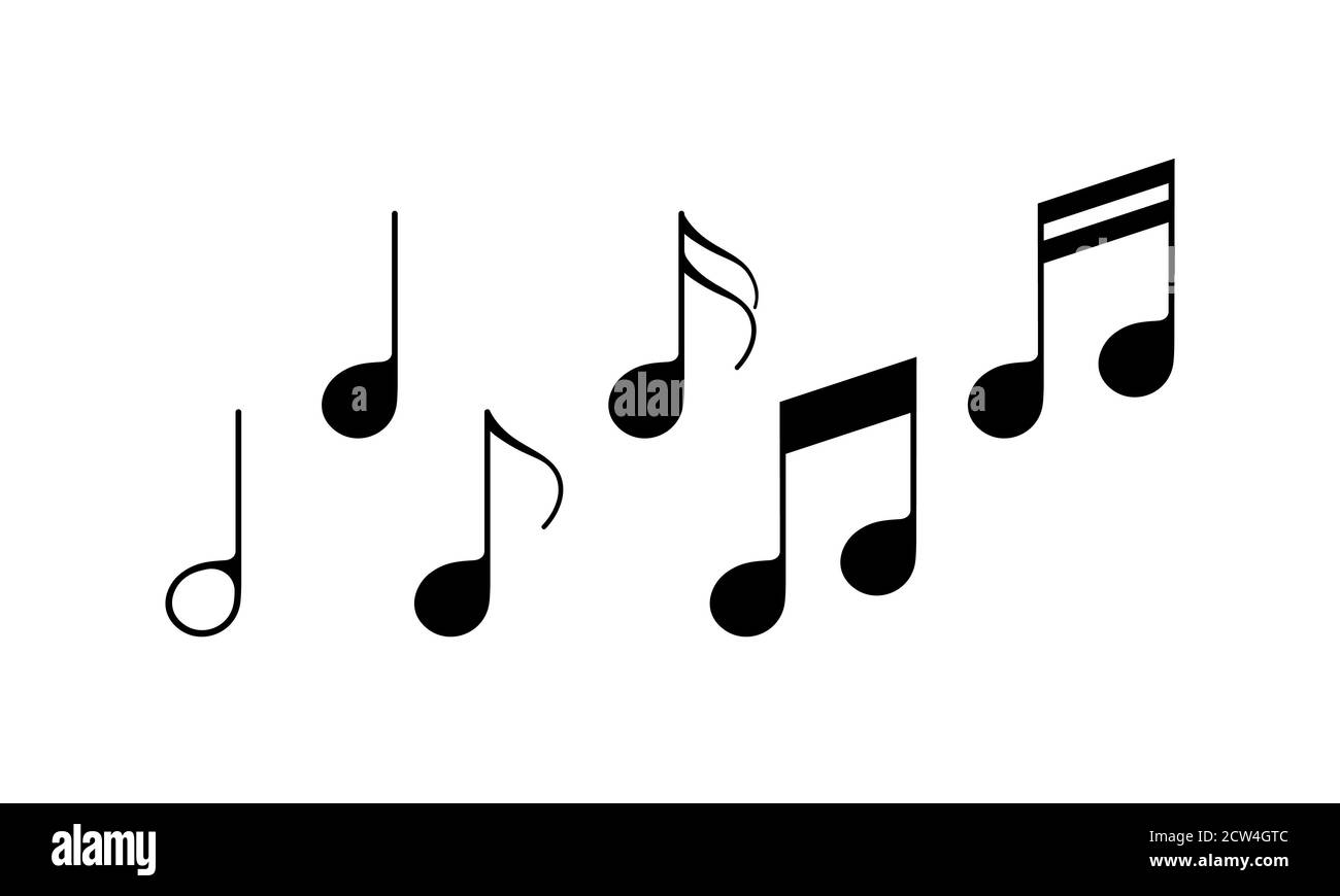 Icono de conjunto de notas musicales en negro. Música. Vector sobre