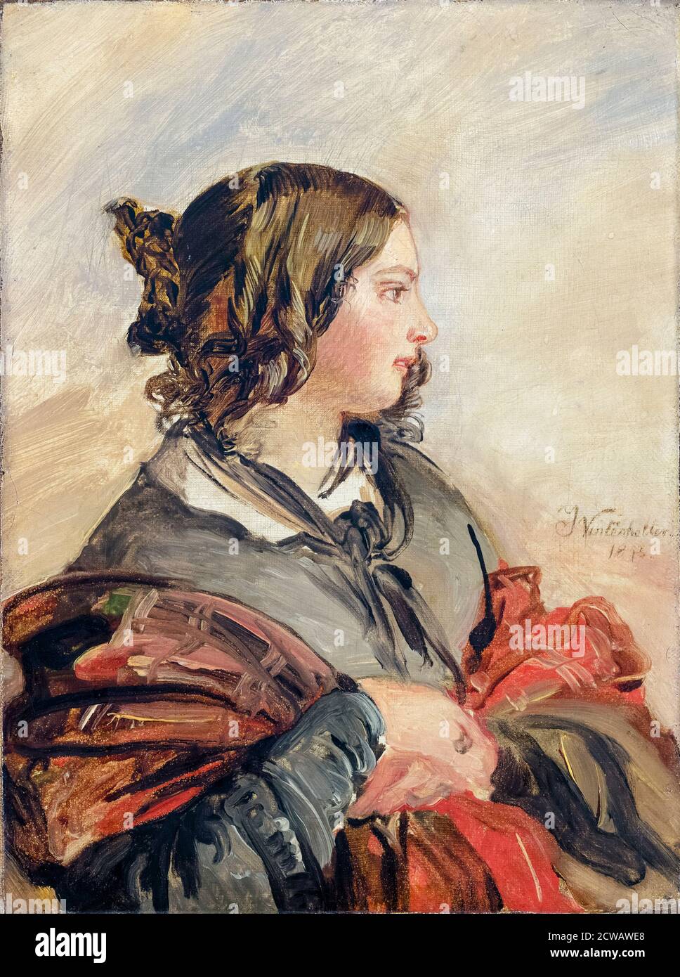 Reina Victoria del Reino Unido (1819-1901) como mujer joven, retrato pintado por Franz Xaver Winterhalter, 1843 Foto de stock