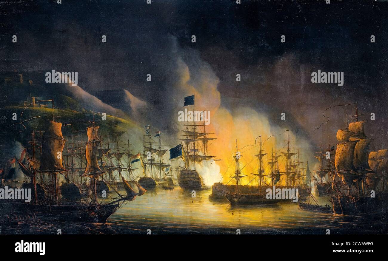 El bombardeo de Argel del 26 al 27 de agosto de 1816, pintura de Martinus Schouman, 1823 Foto de stock