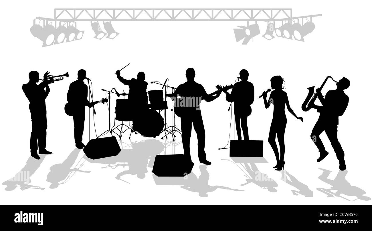 Grupo musical en el escenario Ilustración del Vector