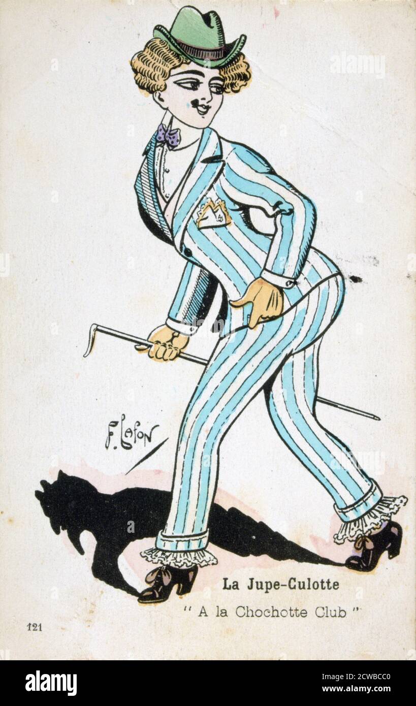 Una caricatura del artista francés Francois Lafon titulada "la falda dividida", siglo XX. Foto de stock
