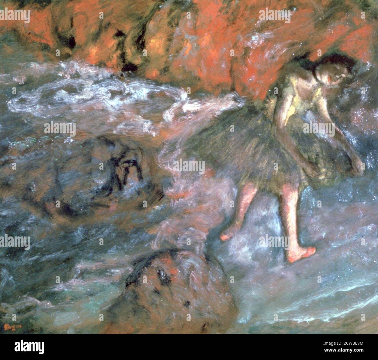 Ruso Ballerina', 1880. Artista: Edgar Degas. Edgar Degas (1834-1917) fue un artista francés conocido por sus dibujos en tonos pastel y pinturas al óleo de bailarinas. Degas también produjo esculturas, grabados y dibujos de bronce. Foto de stock