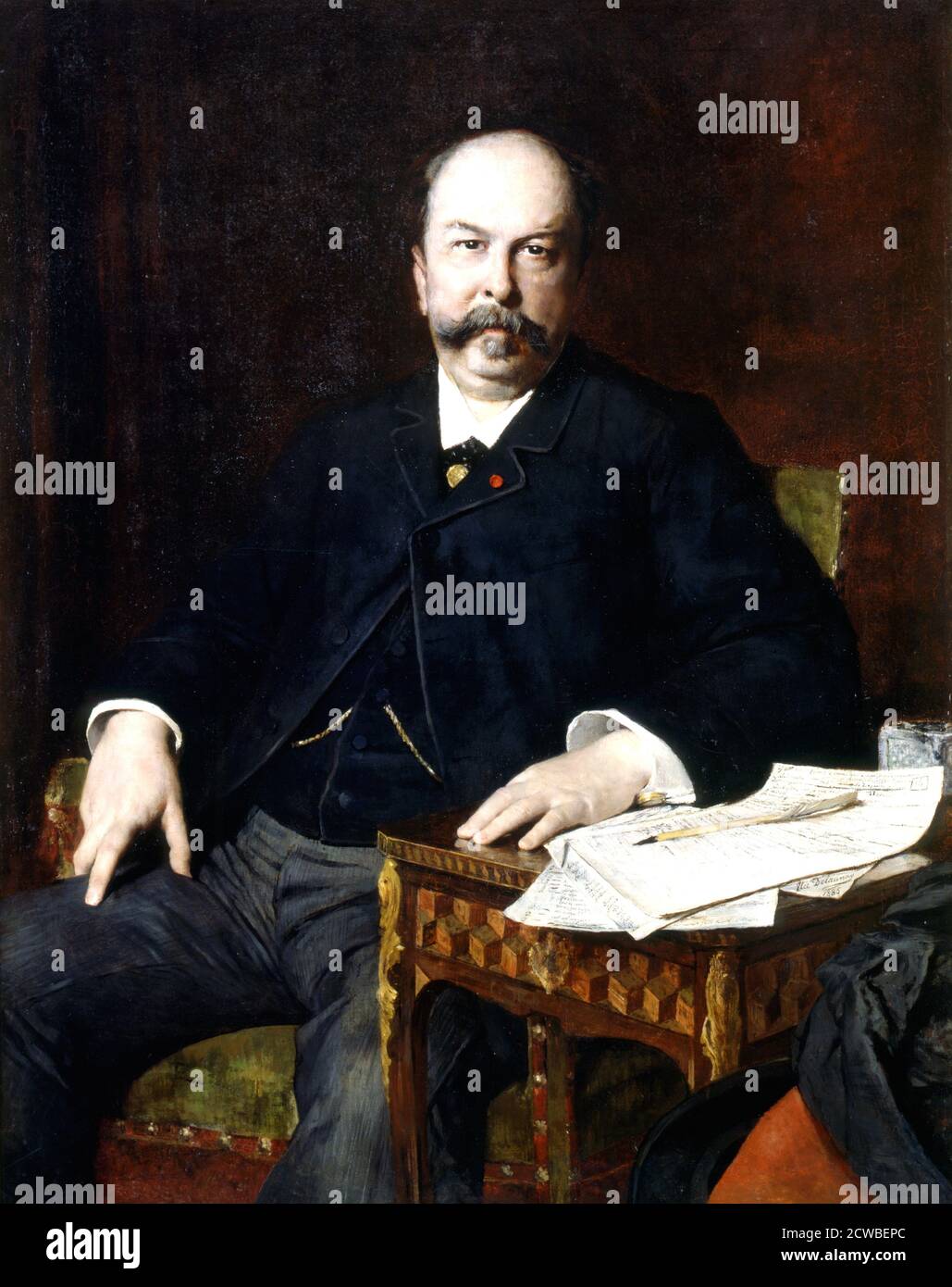 'Retrato de Henri Meilhac', 1885 Artista: Jules Elie Delaunay. Henri Meilhac, (1831-1897), dramaturgo francés, nació en París Foto de stock