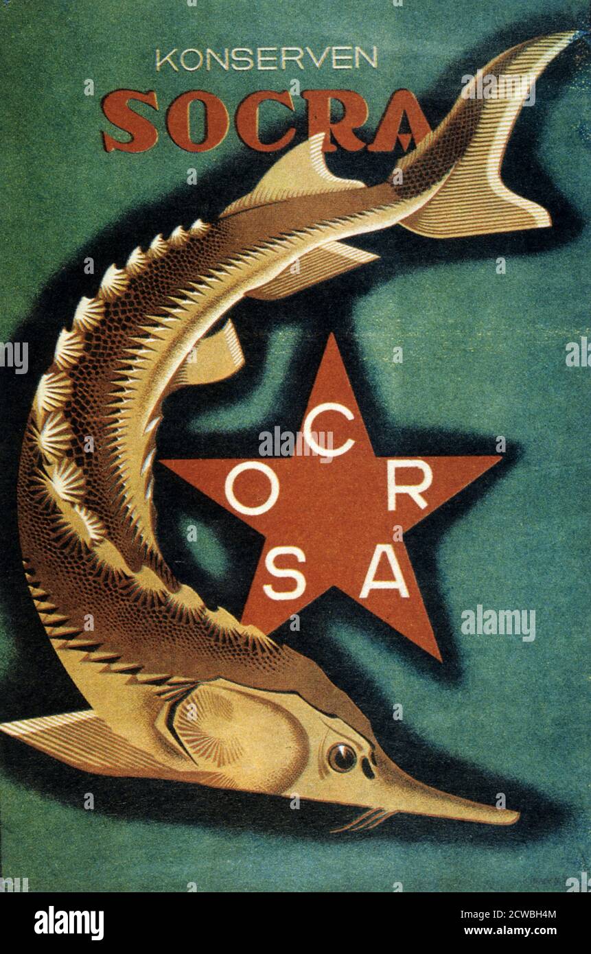 Publicidad para una exposición de comercio ruso, por Sergey Igumnov 1930. Foto de stock