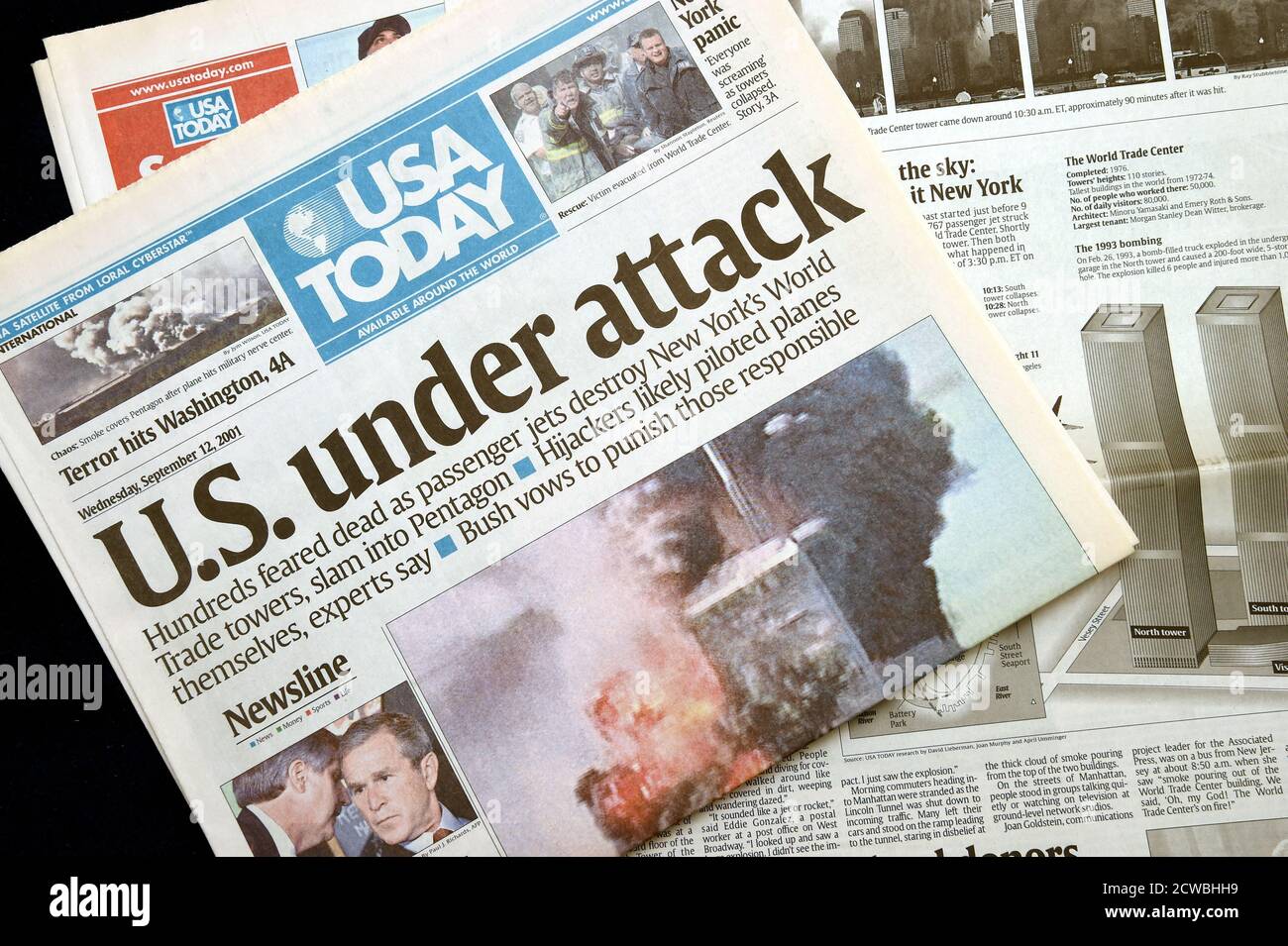 Usa Today periódico que informa sobre los ataques del 9/11 Foto de stock