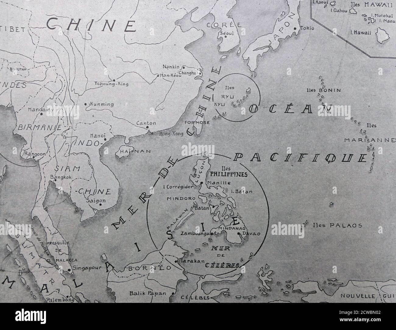 Fotografía en blanco y negro de la Segunda Guerra Mundial (1939-1945); un  mapa del sudeste asiático que muestra países de esta región que entran en la  guerra desde 1941 Fotografía de stock - Alamy