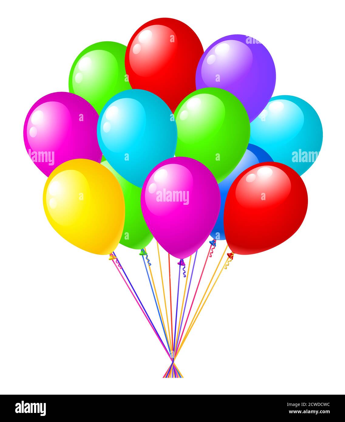 manojo de globos coloreados aislados en blanco Imagen Vector de stock -  Alamy
