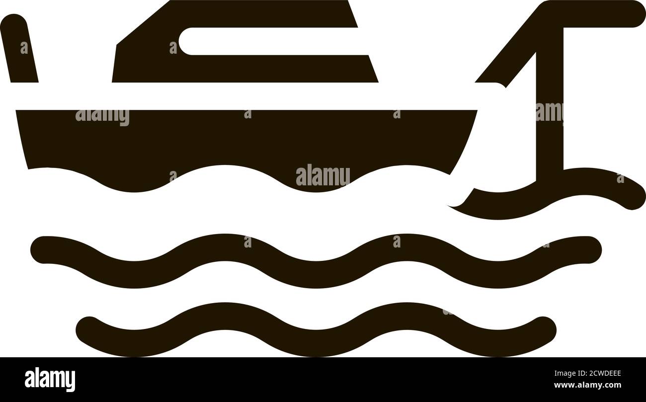 Barco de pesca icono Glyph vectorial Ilustración Ilustración del Vector