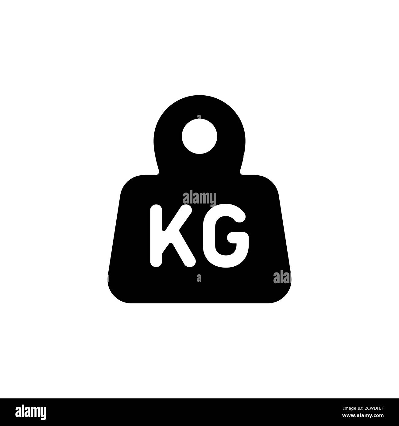 Peso kilogramo icono en negro. Vector sobre fondo blanco aislado. EPS