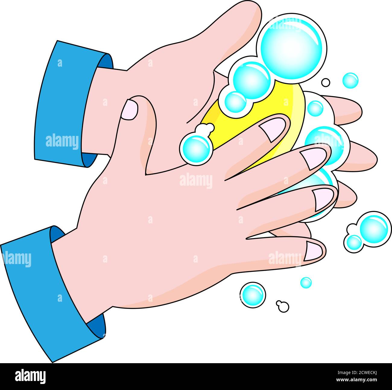 Higiene. Limpieza de las manos. Lavarse las manos con agua limpia y jabón.  Protéjase de la pandemia de coronavirus COVID-19. Ilustración vectorial de dibujos  animados Imagen Vector de stock - Alamy