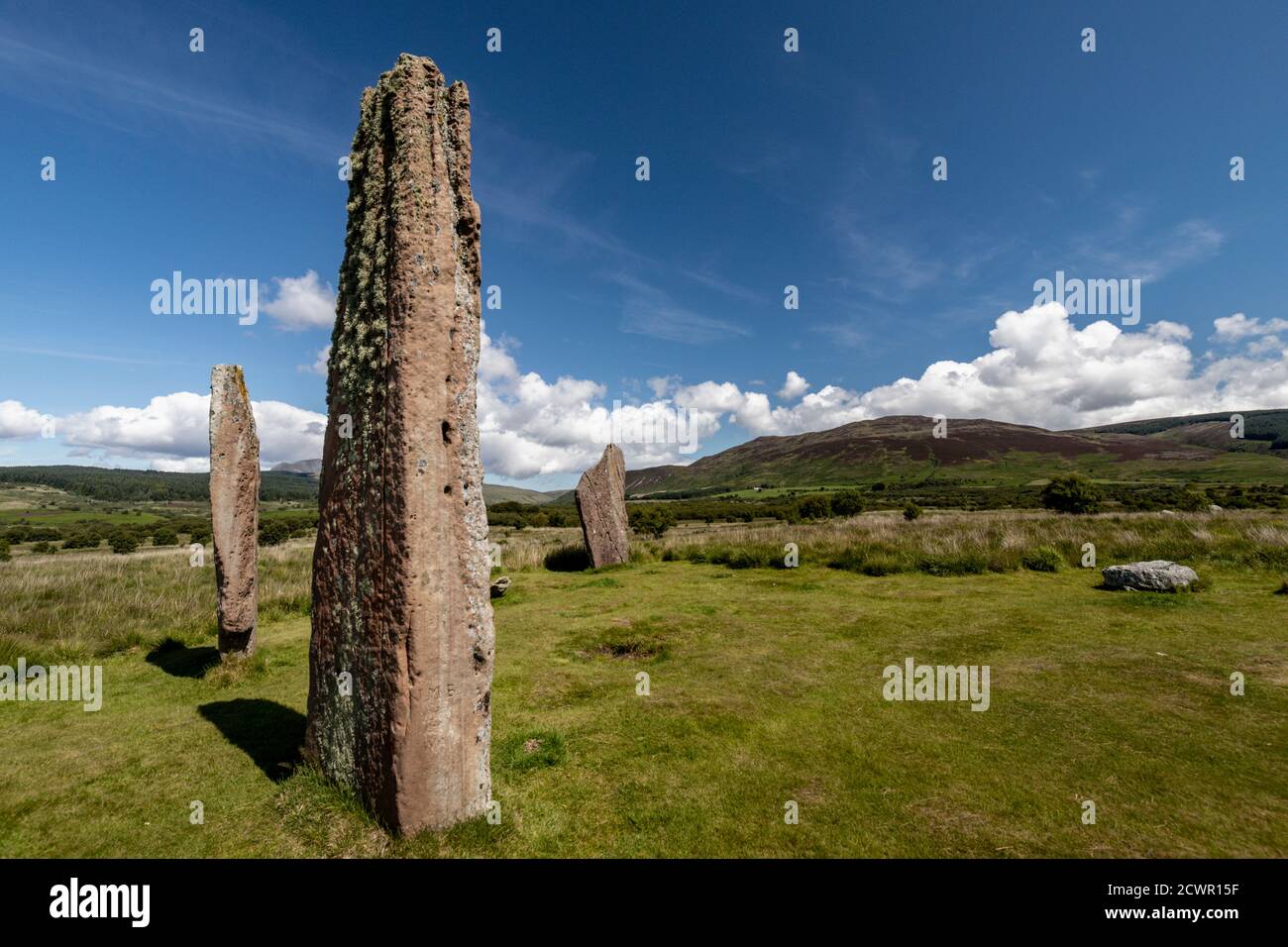 Machrie Moor Standing Stones, Isla de Arran, Escocia, Reino Unido Foto de stock