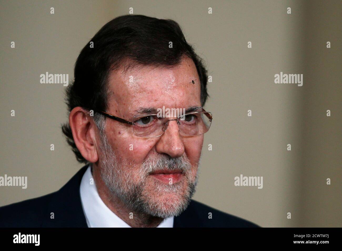 Spain's Prime Minister Mariano Rajoy attends a presentation on social action entities at the Moncloa Palace in Madrid July 11, 2013. Spain's Prime Minister Mariano Rajoy may take a pounding from fresh corruption allegations against his People's Party but the government is strong enough to ride the storm, analysts and sources say. REUTERS/Juan Medina (SPAIN - Tags: POLITICS HEADSHOT) Foto de stock