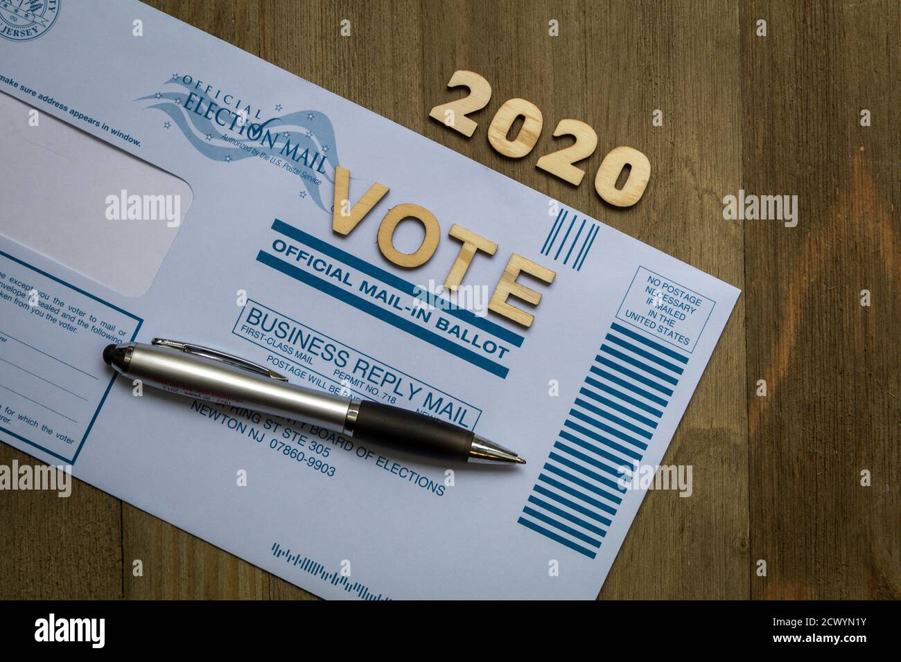 Sussex, NJ / USA - 29 de septiembre de 2020: Voto por correo para las elecciones presidenciales de los Estados Unidos y el condado de Sussex, NJ, gobierno local Foto de stock