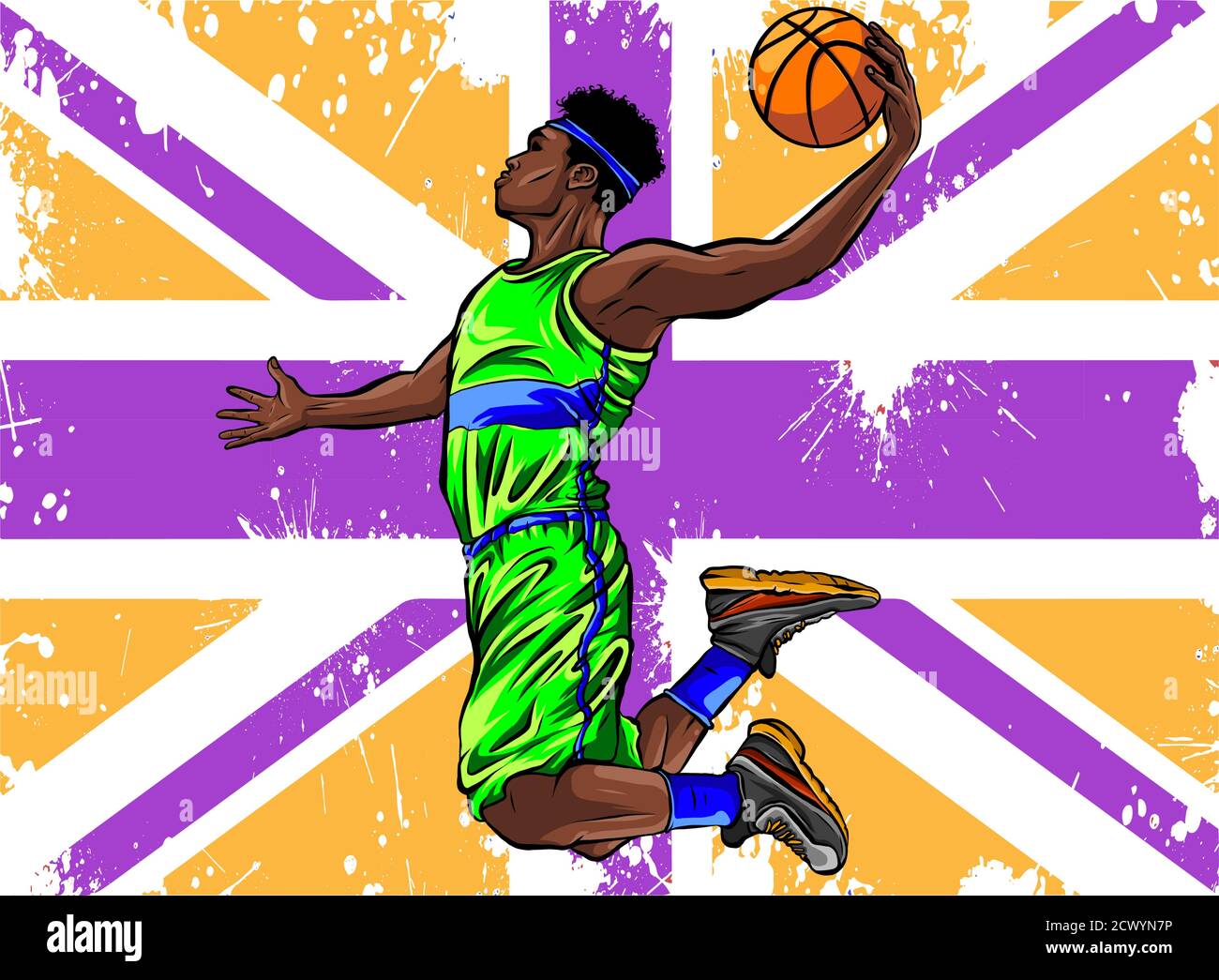 arte de ilustración vectorial de baloncesto y banderas de campo Ilustración del Vector