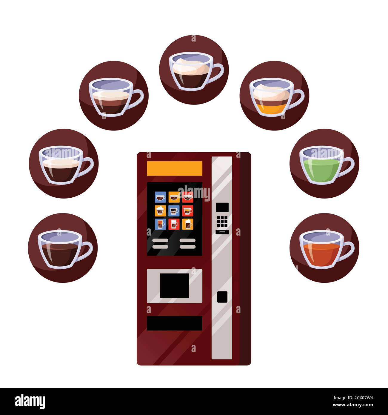 vector dibujado a mano ilustración de cápsulas y máquina de café