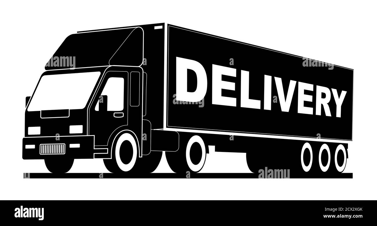 Vector logo camión, entrega rápida de mercancías. Logo, emblema, banner del  centro logístico, entrega, carga, peso pesado. Color blanco y negro,  monochr Imagen Vector de stock - Alamy
