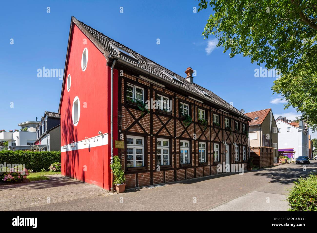 Dorsten, Lippe, Ruhrgebiet, Naturpark Hohe Mark Westmuensterland, Muensterland, Westfalen, Nordrhein-Westfalen, NRW, Wohnhaus, Fachwerkhaus Kirchhelle Foto de stock