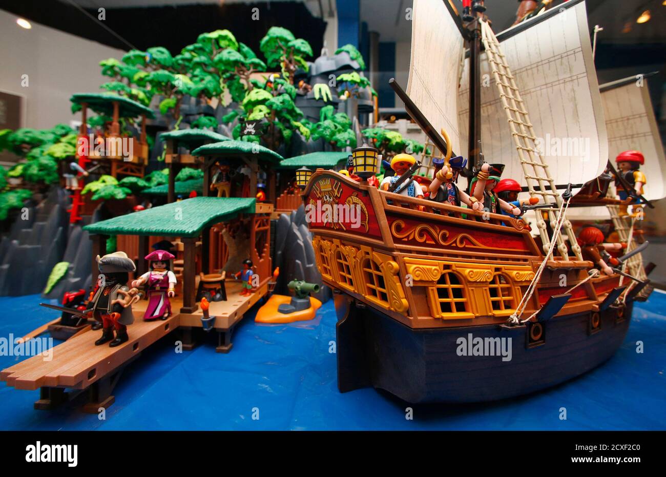 Playmobil toys are displayed during an exhibition at the toy museum in  Nuremberg April 9, 2014. Playmobil is celebrating its 40th anniversary in  2014 and is produced by the German company Geobra
