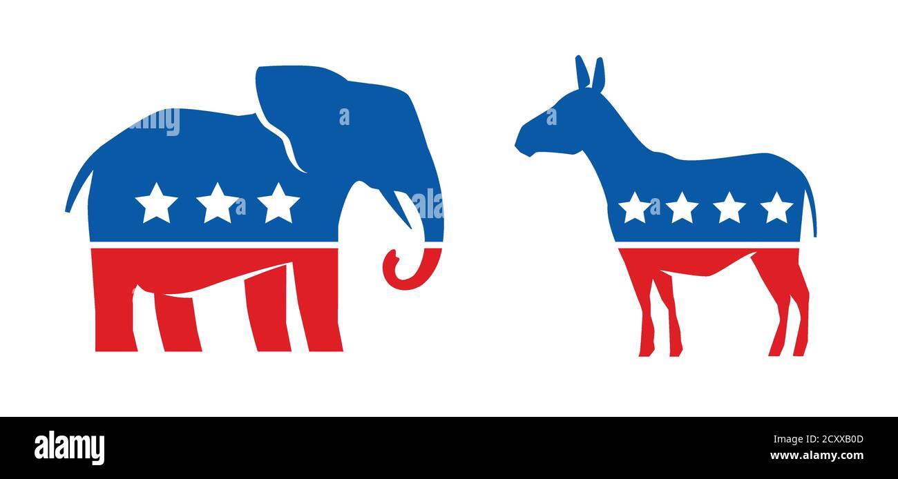 Símbolos políticos democráticos y republicanos. Elección, ilustración del vector de votación Ilustración del Vector