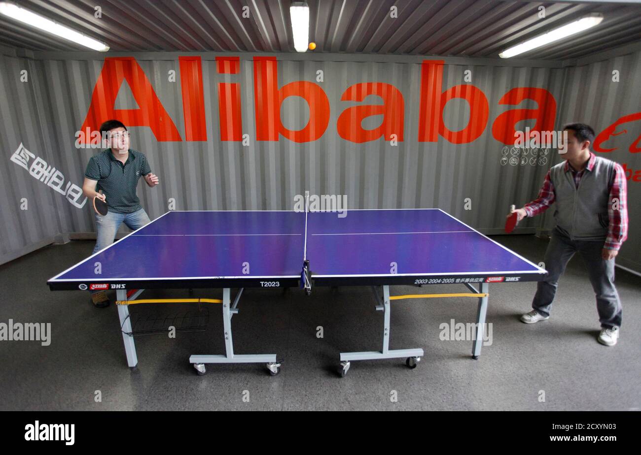 Employees play table tennis inside the headquarters office of Alibaba  (China) Technology Co. Ltd on the outskirts of Hangzhou, Zhejiang province  May 21, 2012. Chinese Internet entrepreneur Jack Ma is buying back