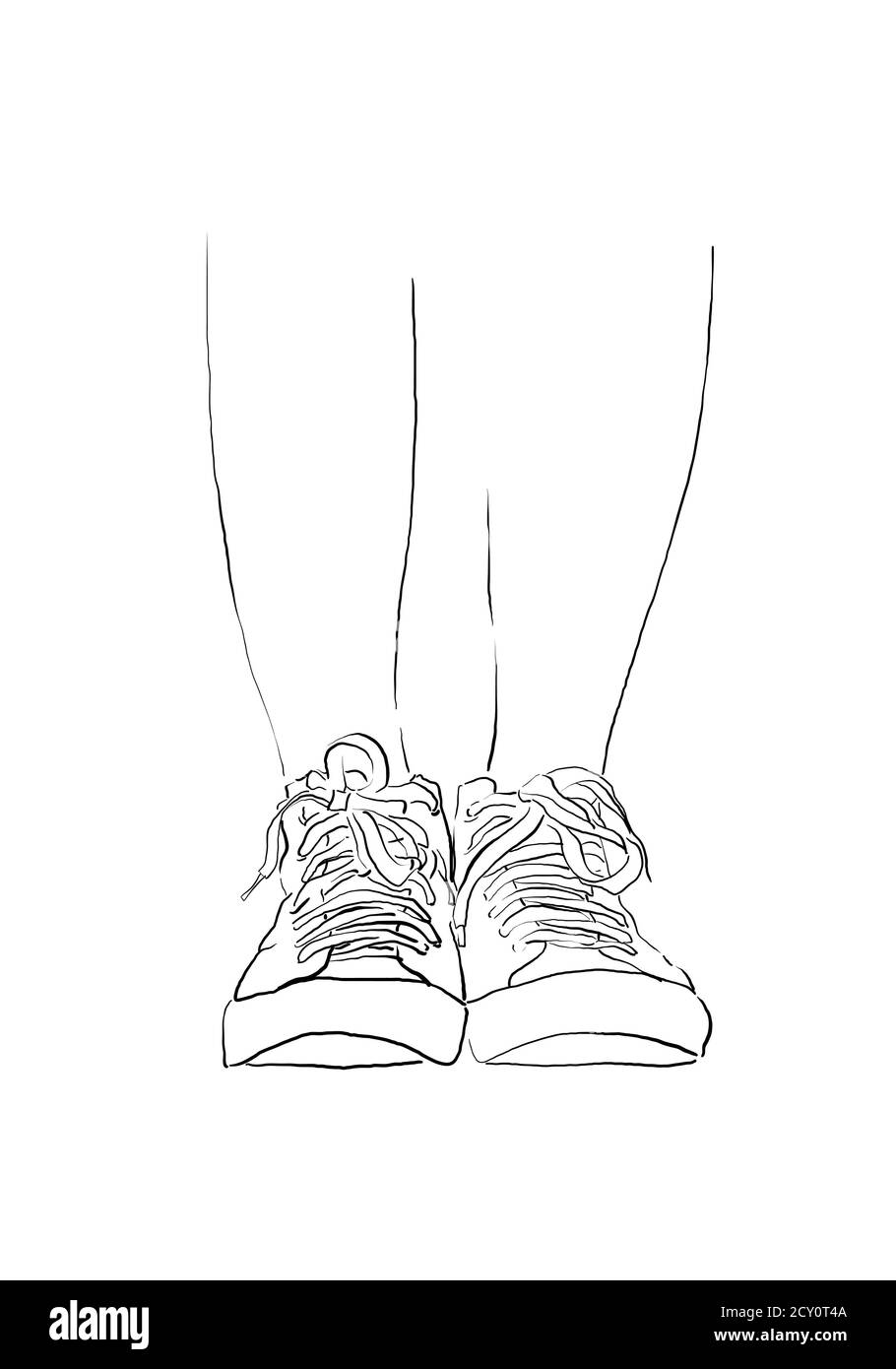Una ilustración de línea de zapatillas de deporte. Zapatos deportivos en un  estilo de dibujo de línea para el deporte y el diseño de Marca Fotografía  de stock - Alamy
