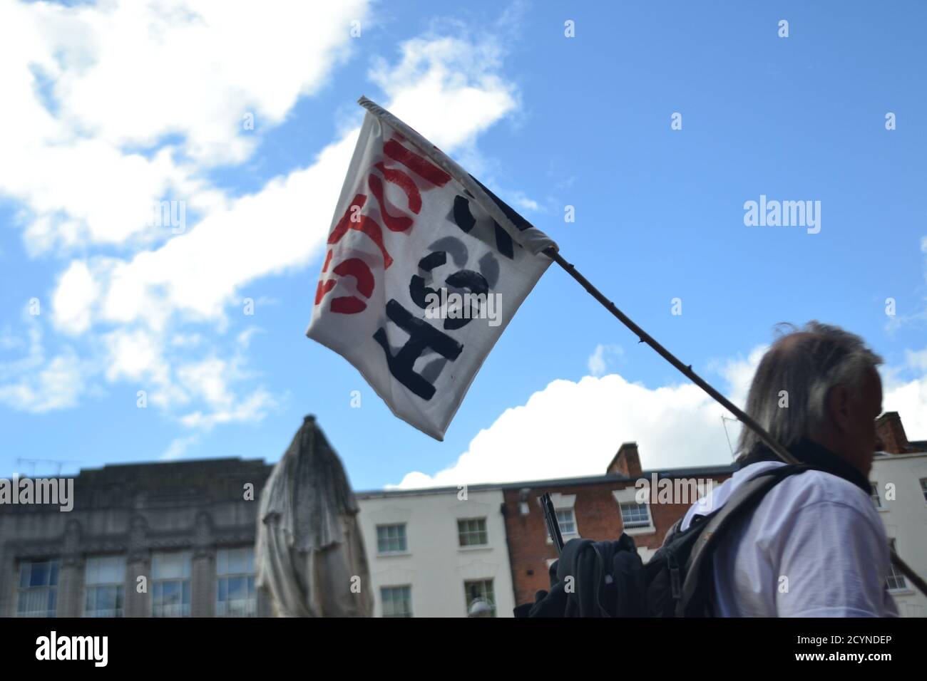 Manifestantes de alta velocidad anti-HS2 en Leamington Spa Foto de stock