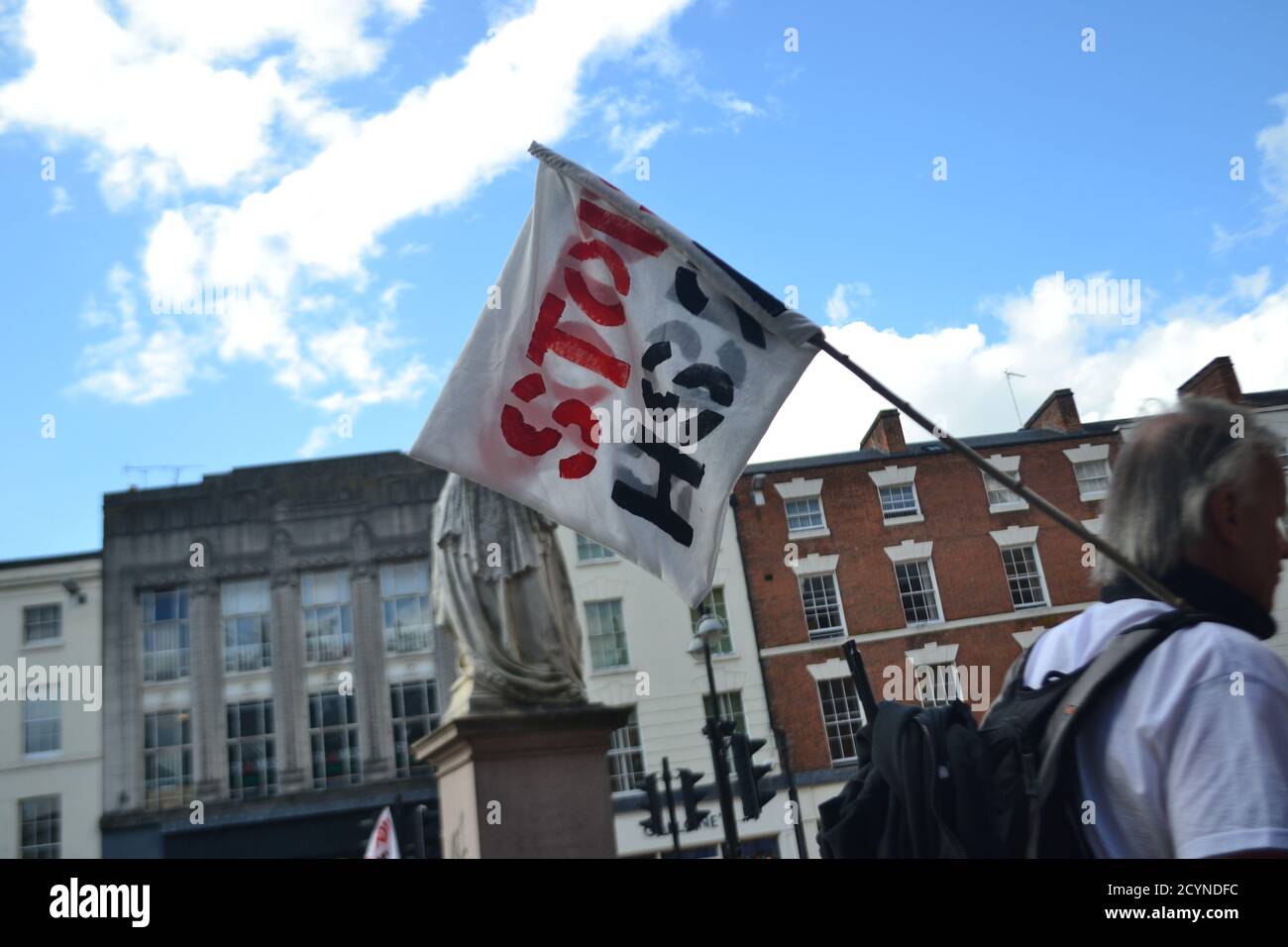 Manifestantes de alta velocidad anti-HS2 en Leamington Spa Foto de stock