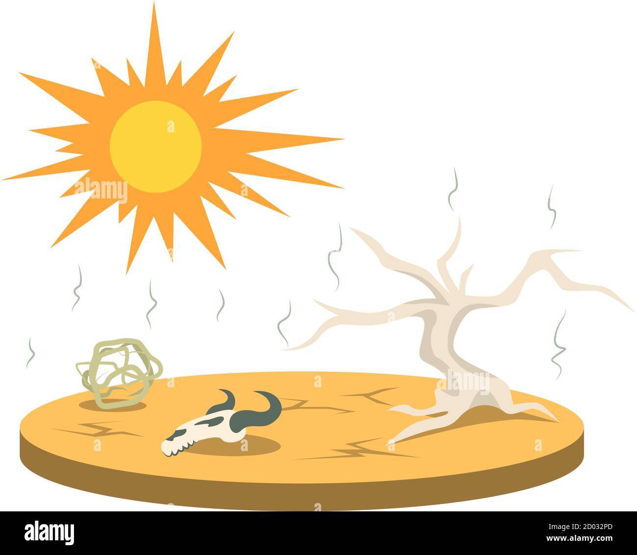 Ilustración de vector de dibujos animados de sequía. Escasez de agua.  Cataclismo. Condiciones climáticas extremas. Scorch, sequedad. Escena del  desierto. Fenómeno destructivo Imagen Vector de stock - Alamy