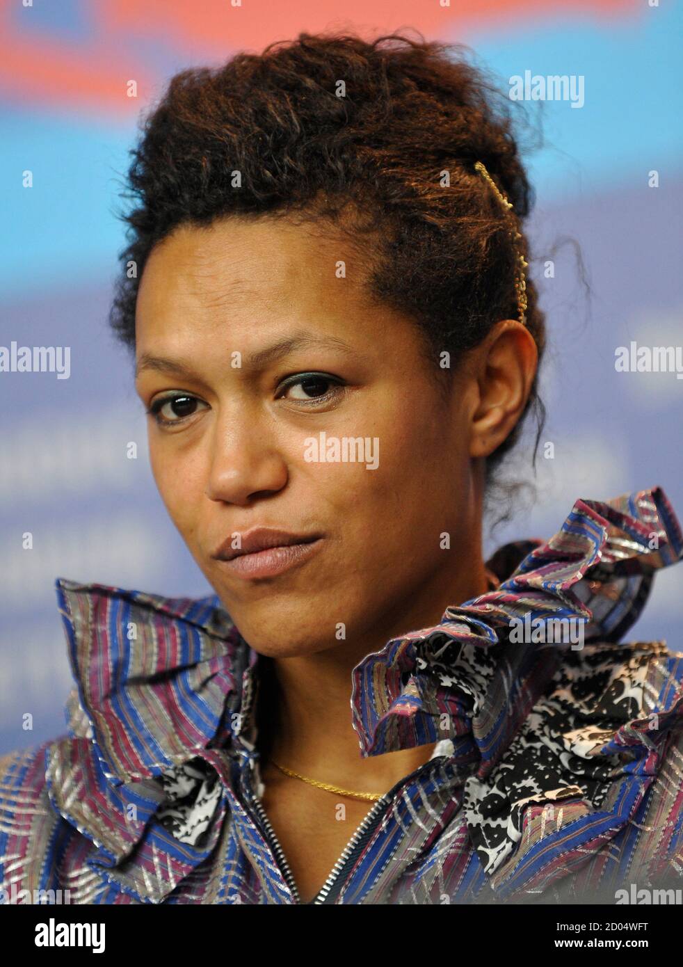 Actress Anisia Uzeyman attends a news conference to promote the movie "Aujourd'Hui - Tey" at the 62nd Berlinale International Film Festival in Berlin February 10, 2012. REUTERS/Morris Mac Matzen (GERMANY - Tags: ENTERTAINMENT HEADSHOT) Foto de stock