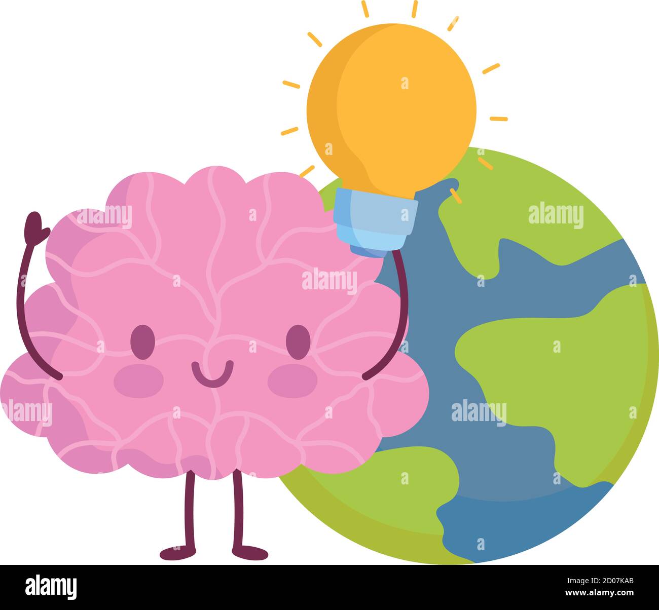 día mundial de la salud mental, dibujos animados cerebro planeta bombilla  idea vector ilustración Imagen Vector de stock - Alamy