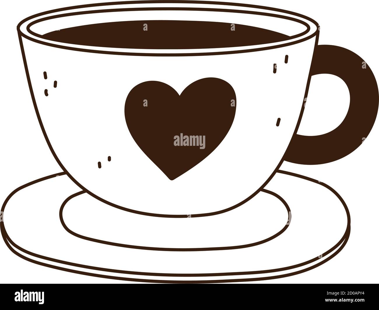 taza de café en un plato con estilo de icono de línea de dibujos animados  ilustración vectorial Imagen Vector de stock - Alamy